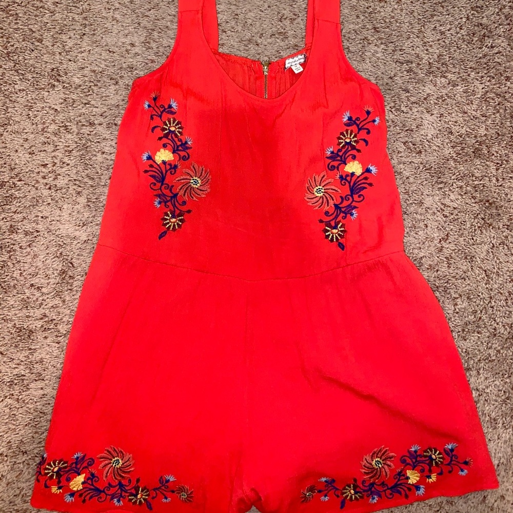Floral embroidered romper